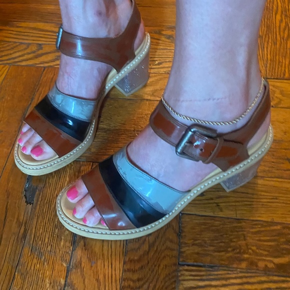 MM6 Maison Martin Margiela glitter lucite block heel black brown sandals 8.5 - Picture 5 of 11